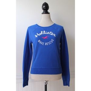 Hollister Bright Blue Pullover Sweatshirt Wave Rescue Size Small
